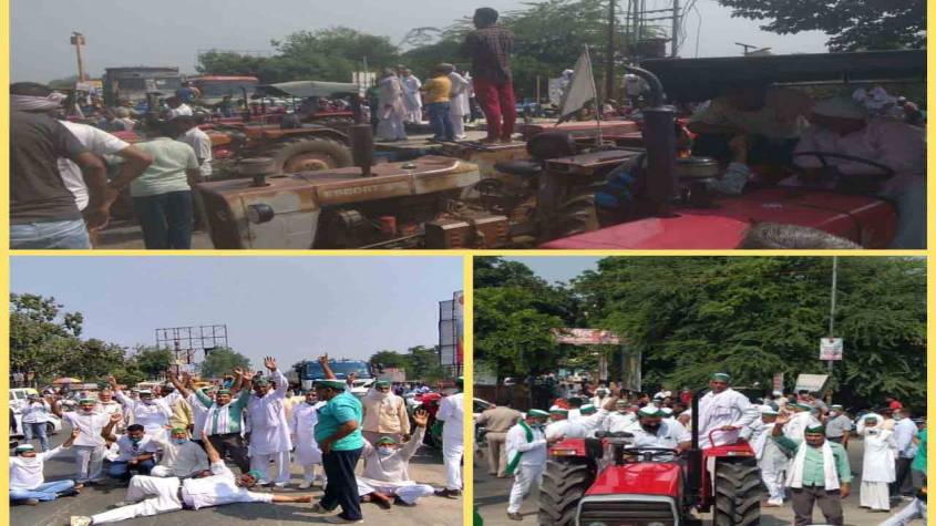 गाजियाबाद : किसानों ने नेशनल हाइवे पर कब्जा किया, रेलवे ट्रैक भी रोकने की कोशिश