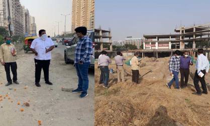 ग्रेटर नोएडा वेस्ट में गंदगी और प्रदूषण से निपटने के लिए अफसरों ने किया शहर का दौरा